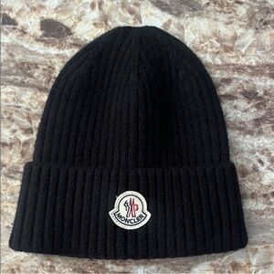 Moncler Black Knit Beanie